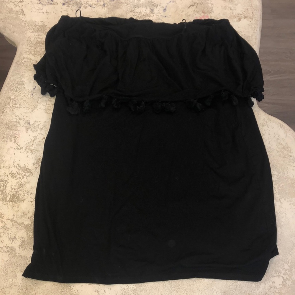 Black strapless dress